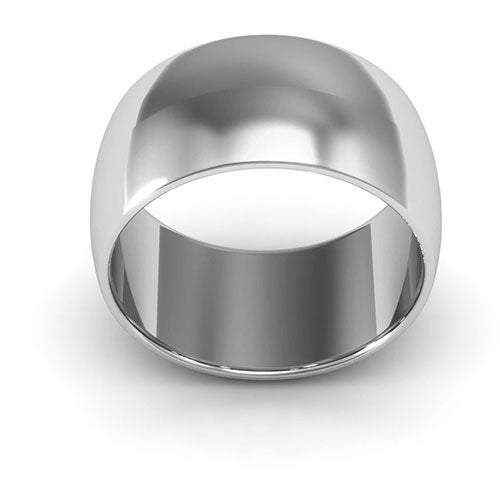 10K White Gold 10mm half round wedding band - DELLAFORA