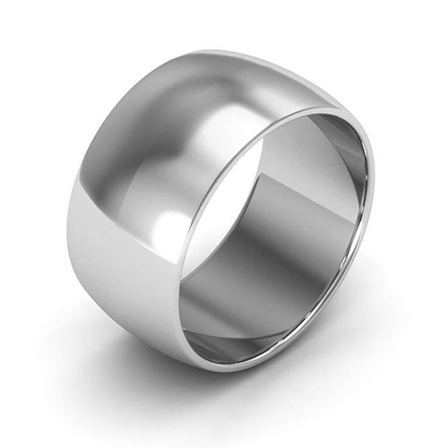 10K White Gold 10mm half round wedding band - DELLAFORA