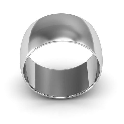 10K White Gold 10mm half round wedding band - DELLAFORA