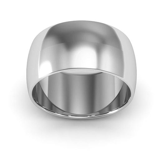 10K White Gold 10mm half round wedding band - DELLAFORA