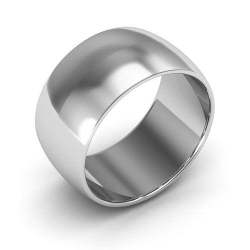 10K White Gold 10mm half round wedding band - DELLAFORA