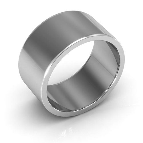 10K White Gold 10mm heavy weight flat wedding band - DELLAFORA