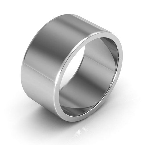 10K White Gold 10mm heavy weight flat wedding band - DELLAFORA