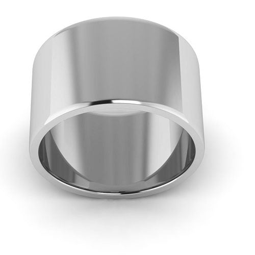 10K White Gold 12mm flat wedding band - DELLAFORA