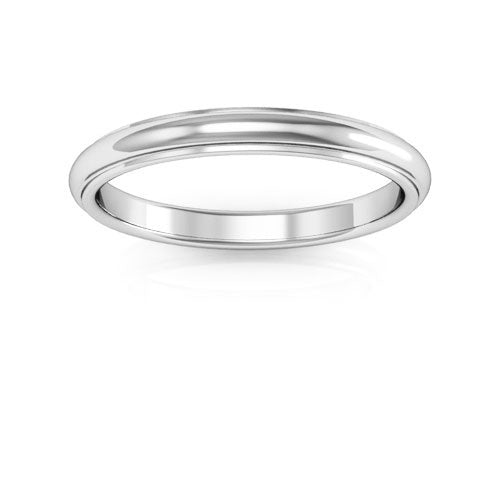 10K White Gold 2.5mm half round edge design comfort fit wedding band - DELLAFORA