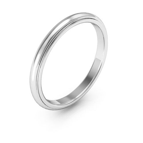 10K White Gold 2.5mm half round edge design comfort fit wedding band - DELLAFORA