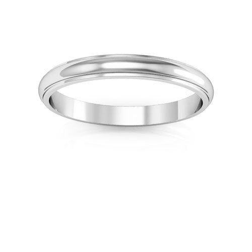 10K White Gold 2.5mm half round edge design wedding band - DELLAFORA
