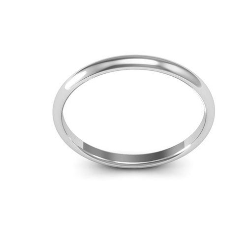 10K White Gold 2mm half round comfort fit wedding band - DELLAFORA