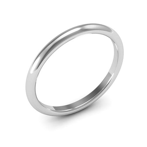 10K White Gold 2mm half round comfort fit wedding band - DELLAFORA