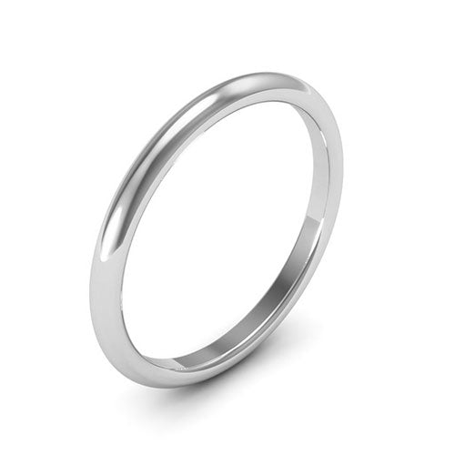 10K White Gold 2mm half round comfort fit wedding band - DELLAFORA