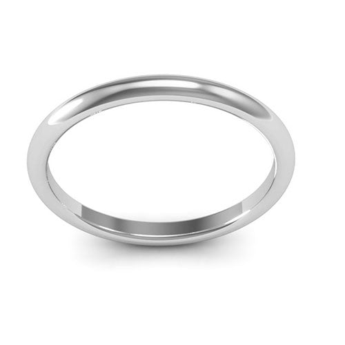 10K White Gold 2mm half round comfort fit wedding band - DELLAFORA
