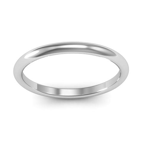 10K White Gold 2mm half round comfort fit wedding band - DELLAFORA