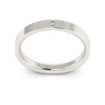 10K White Gold 3mm flat comfort fit diamond wedding band - DELLAFORA