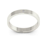 10K White Gold 3mm flat diamond wedding band - DELLAFORA