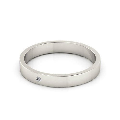 10K White Gold 3mm flat diamond wedding band - DELLAFORA