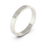 10K White Gold 3mm flat diamond wedding band - DELLAFORA