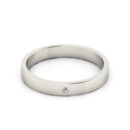 10K White Gold 3mm flat diamond wedding band - DELLAFORA