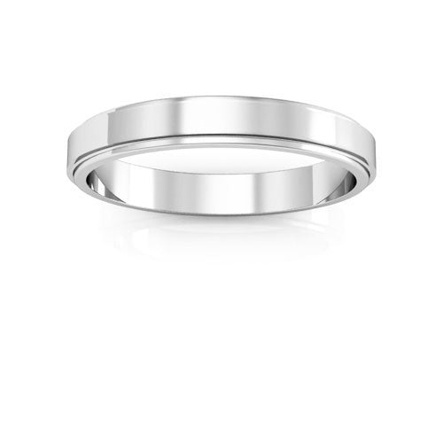 10K White Gold 3mm flat edge design wedding band - DELLAFORA