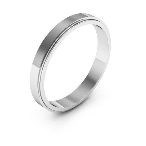 10K White Gold 3mm flat edge design wedding band - DELLAFORA