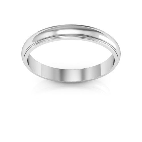 10K White Gold 3mm half round edge design wedding band - DELLAFORA