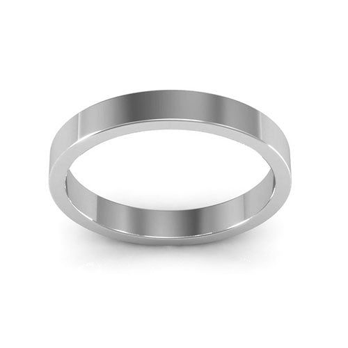 10K White Gold 3mm heavy weight flat wedding band - DELLAFORA