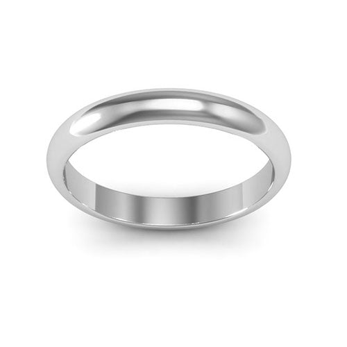 10K White Gold 3mm heavy weight half round wedding band - DELLAFORA