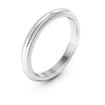 10K White Gold 3mm milgrain comfort fit wedding band - DELLAFORA