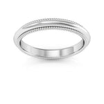 10K White Gold 3mm milgrain comfort fit wedding band - DELLAFORA