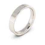 10K White Gold 4mm flat comfort fit diamond wedding band - DELLAFORA
