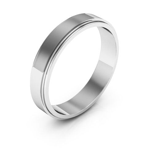 10K White Gold 4mm flat edge design wedding band - DELLAFORA