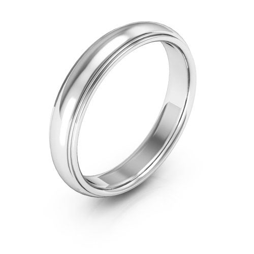 10K White Gold 4mm half round edge design comfort fit wedding band - DELLAFORA
