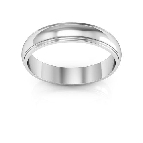 10K White Gold 4mm half round edge design wedding band - DELLAFORA
