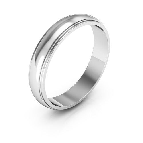 10K White Gold 4mm half round edge design wedding band - DELLAFORA