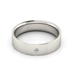10K White Gold 5mm flat comfort fit diamond wedding band - DELLAFORA