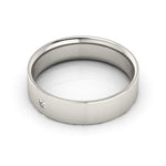 10K White Gold 5mm flat comfort fit diamond wedding band - DELLAFORA