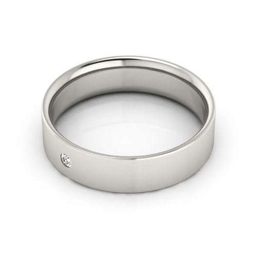 10K White Gold 5mm flat comfort fit diamond wedding band - DELLAFORA