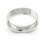10K White Gold 5mm flat comfort fit diamond wedding band - DELLAFORA