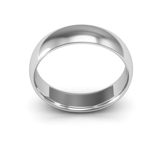 10K White Gold 5mm half round comfort fit wedding band - DELLAFORA