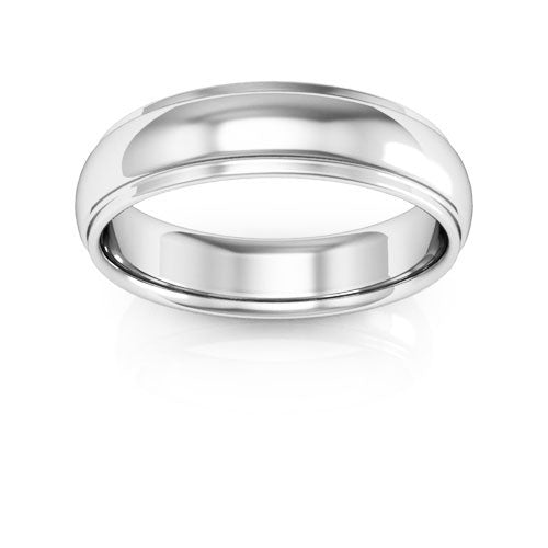 10K White Gold 5mm half round edge design comfort fit wedding band - DELLAFORA