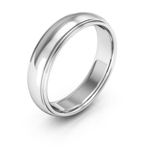10K White Gold 5mm half round edge design comfort fit wedding band - DELLAFORA