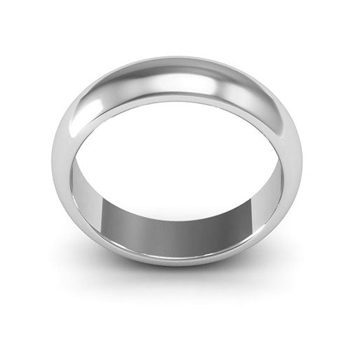 10K White Gold 5mm heavy weight half round wedding band - DELLAFORA