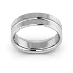 10K White Gold 6mm grooved design comfort fit wedding band - DELLAFORA