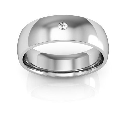 10K White Gold 6mm half round comfort fit diamond wedding band - DELLAFORA