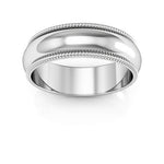 10K White Gold 6mm milgrain wedding band - DELLAFORA