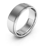 10K White Gold 7mm flat edge design comfort fit wedding band - DELLAFORA