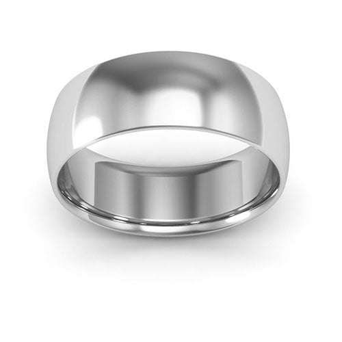 10K White Gold 7mm half round comfort fit wedding band - DELLAFORA