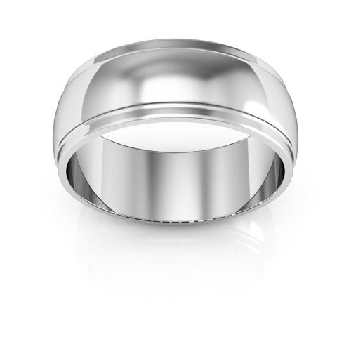 10K White Gold 7mm half round edge design wedding band - DELLAFORA
