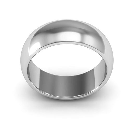 10K White Gold 7mm heavy weight half round wedding band - DELLAFORA
