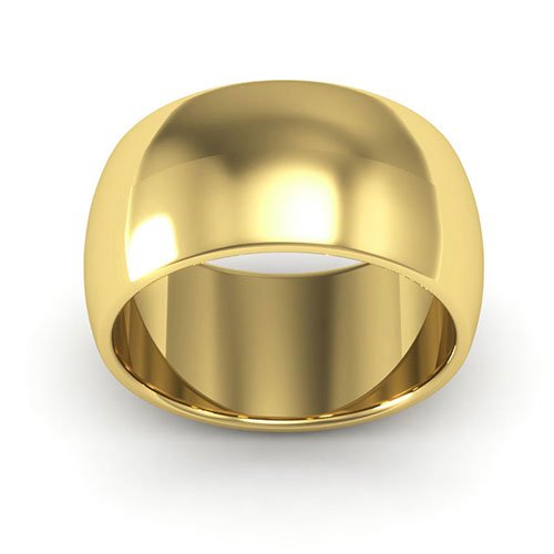 10K Yellow Gold 10mm heavy weight half round wedding band - DELLAFORA
