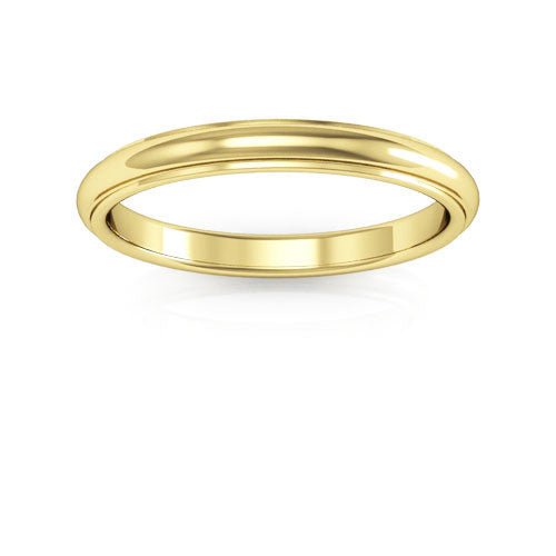 10K Yellow Gold 2.5mm half round edge design comfort fit wedding band - DELLAFORA